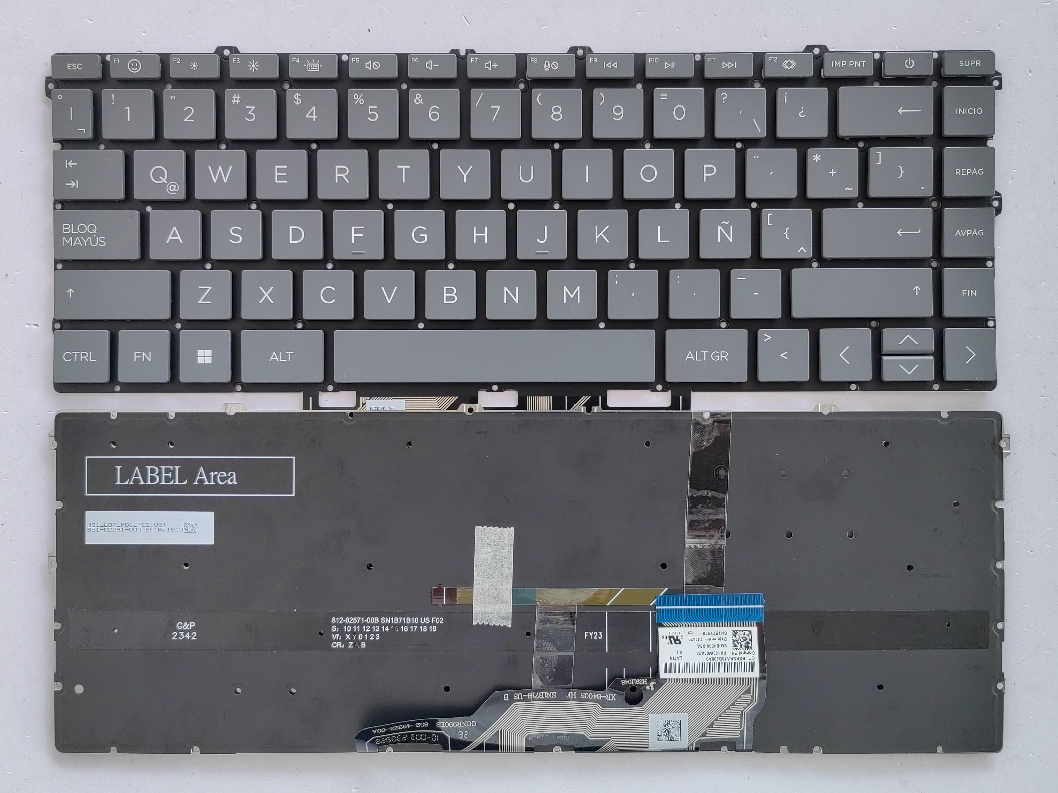 Picture of New Replacement Laptop Keyboard For HP 15-FE/15-FH small carriage return Grey Backlit LA Layout